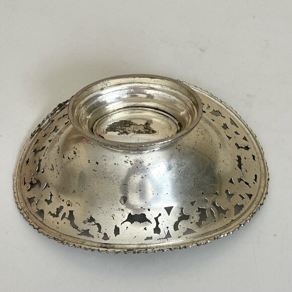 Vintage Silverplate Ornate Bowl Candy Nut Bon Bon Dish Footed decor 6.5” mcm - Picture 8 of 8